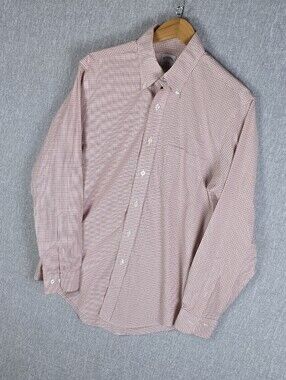Brooks Brothers Original Polo Shirt Slim Button Down Orange/Maroon/White Sz M
